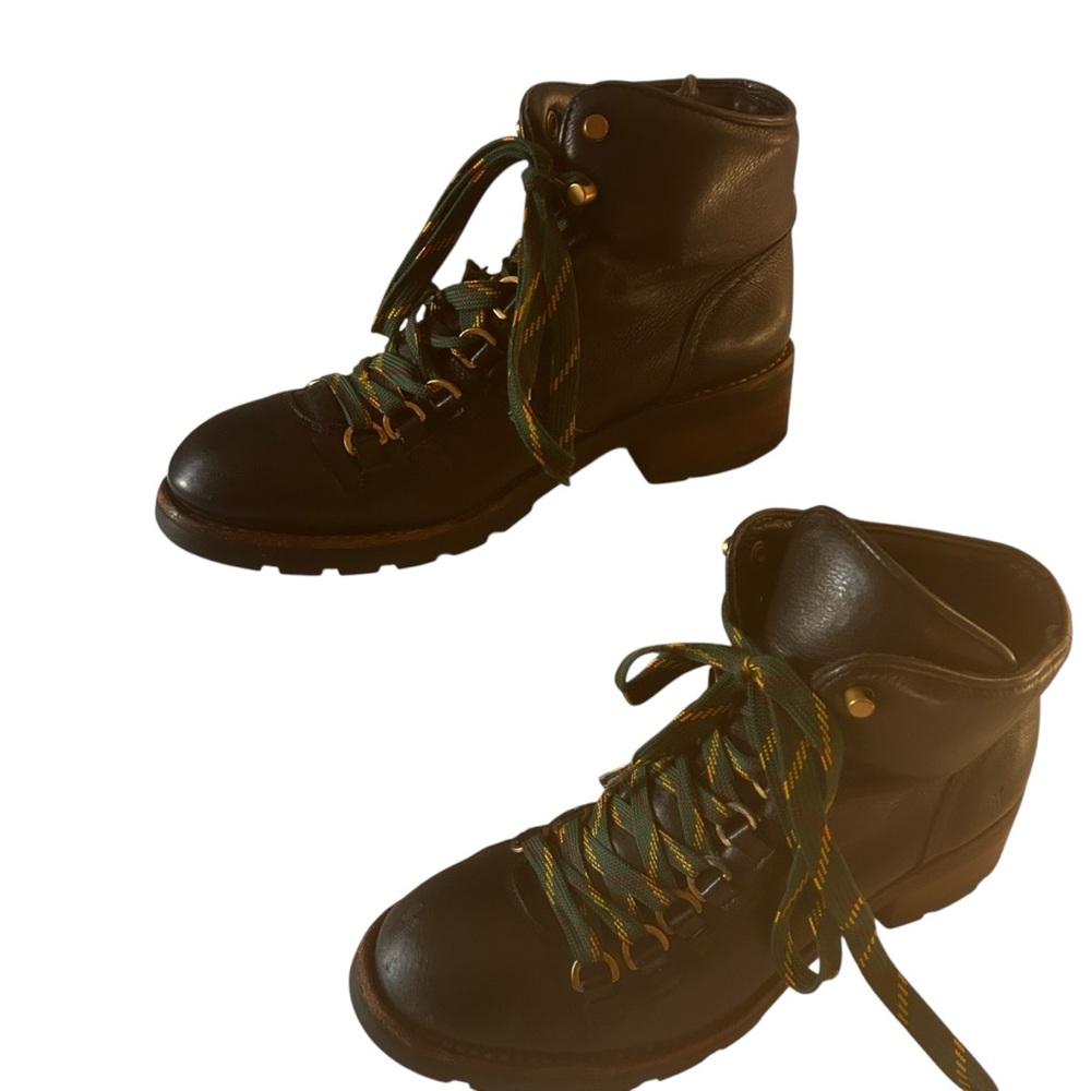 Frye Alta Hiker Womens Ankle Leather Boots‎ SZ 9M black Combat Western steampunk - Picture 10 of 16